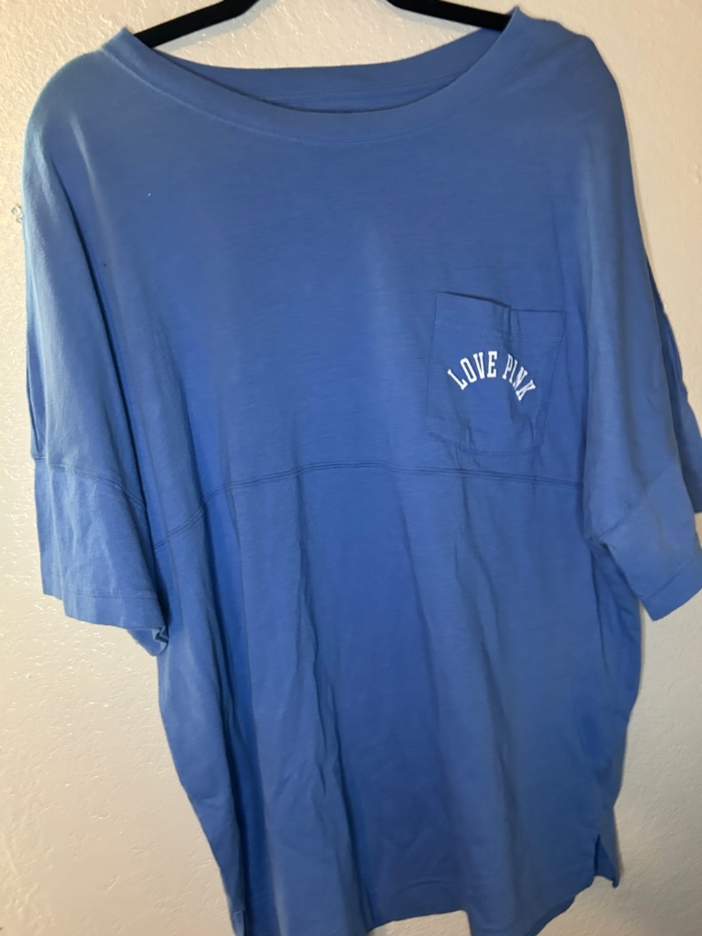 PINK Victoria's Secret Blue Floral Logo Tee